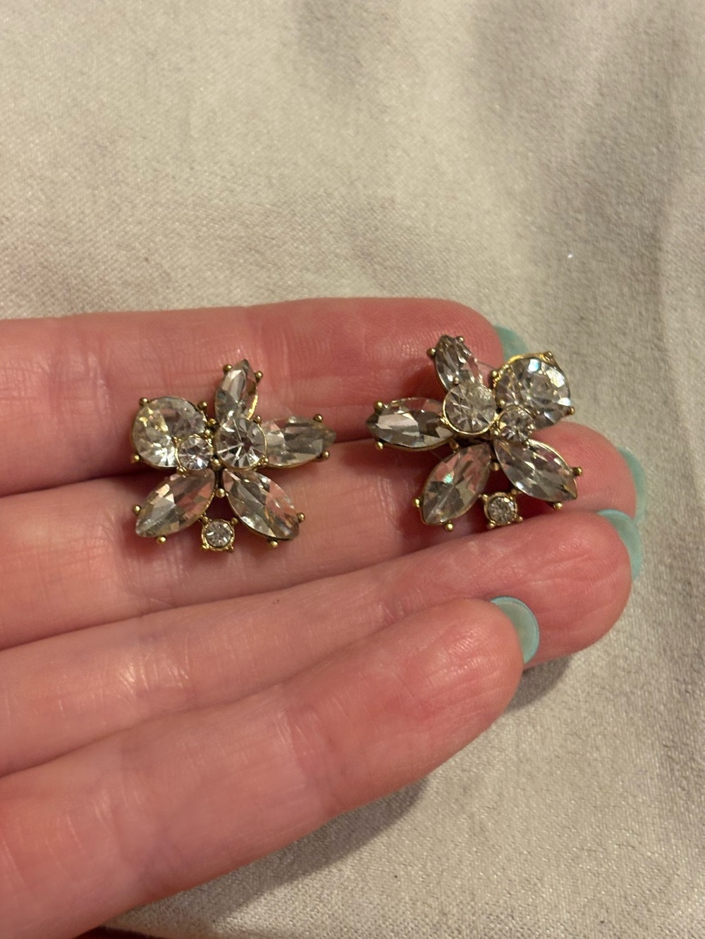 J. Crew Gold-Tone Clear Crystal Floral Cluster Earrings